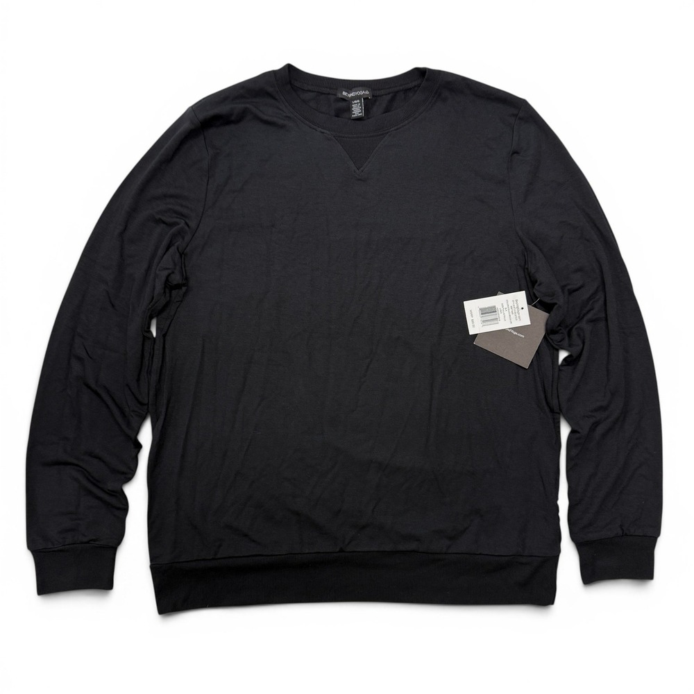 Beyond Yoga Mens Balanced Long Sleeve Pullover Sweatshirt Black NWT Large USA
